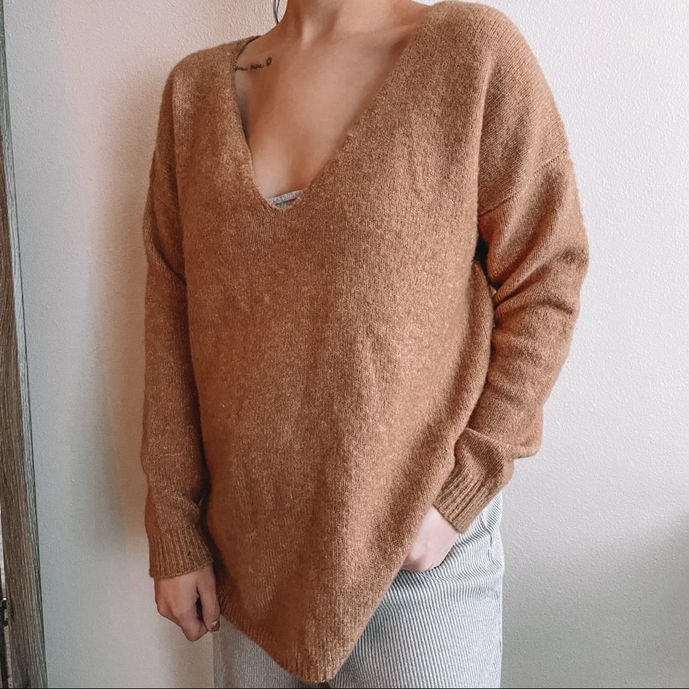 SOLD tan drop shoulder sweater